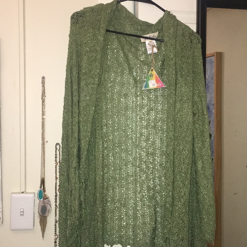 Long light green cardigan